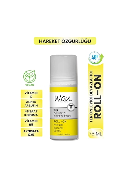 Wou World Of Unique Roll-on Unisex75ml Terönleyci Beyazlatıcı 2li