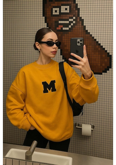 Benroma M Baskılı Unisex Sweatshırt Çok Renkli