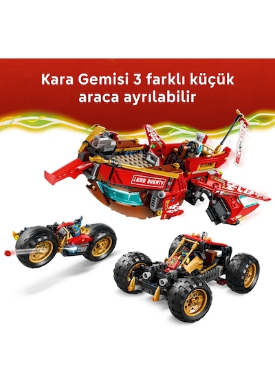 LEGO® NINJAGO® Kara Gemisi 71869 - 9 Yaş ve Üzeri Çocuklar için 3 Araç ve 6 Minifigür İçeren Oyuncak Yapım Seti (1214 Parça)