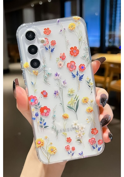 Samsung Galaxy Uyumlu A23 Kılıf Solmayan Imd Baskı Desenli, Şeffaf Tpu+pc Botanik Kapak
