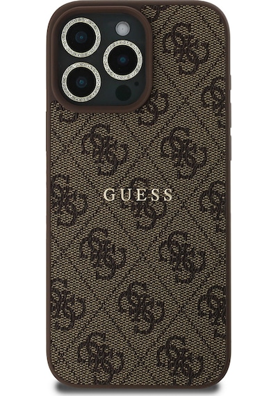 Apple iPhone 16 Pro Guess Lisanslı 3in1 Aksesuar Seti Kılıf + Ekran Ve Lens Koruyucu Kahverengi