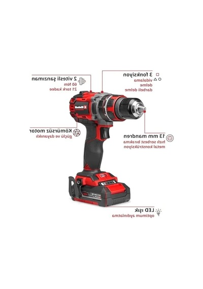 18v Kömürsüz Akülü Darbeli Vidalama Ve Delme Seti, 60 Nm Tork