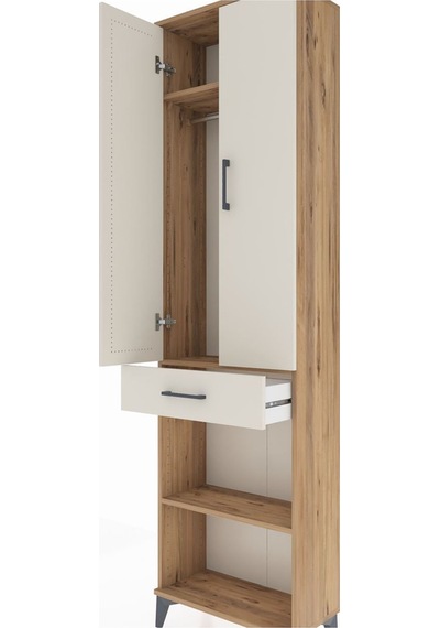 Arges Dolap 3 Raflı Tek Çekmeceli Tek Askılı 60x30x221 Çam-aytaşı Atlas Çam