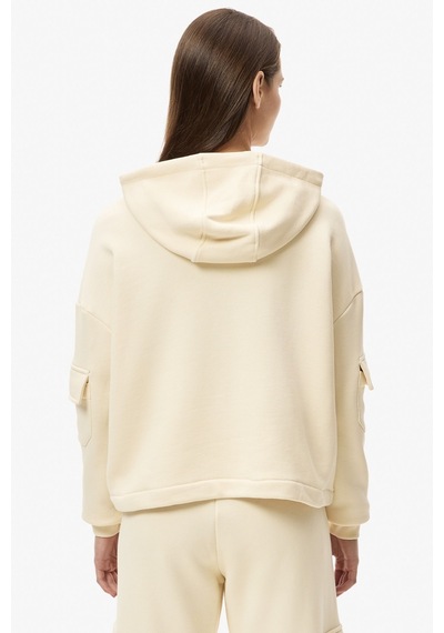 Lacoste Womens Relaxed Fit Sweatshirt Kapüşonlu Pamuklu Rahat Kesim Kadın Sweatshirt Krem