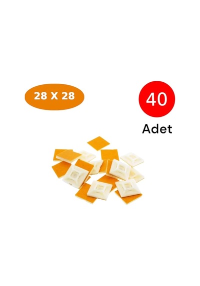 Tek-iş Yapışkanlı Plastik Kablo Bağı Klipsi 28mm X 28mm 40 Adet Cırt Kelepçe Tutucu Kablo Düzenleyici Genel