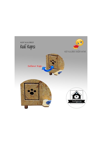 Kedigram Kedi Kulübesi Kedi Kapısı Kulübesi Kapısı 11.5 x 14 CM