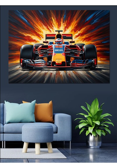 Ahşap Tablo Yarış Pistinde Modern Formula Aracı İnsan Figürlü Tablolar