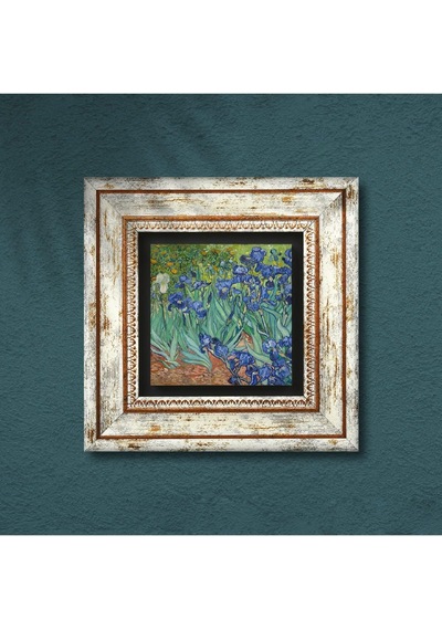 Lexroo Van Gogh İrisler Taş Duvar Tablosu - Çerçeveli Taş Tablo - Dekoratif Duvar Sanatı