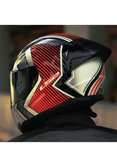 Siyah Cam + Ls2 Rapid 2 Race Extra Kask Beyaz - Kırmızı