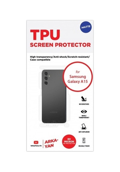 Samsung Galaxy Uyumlu A15 Mat Arka Ve Yan Koruyucu Tpu Film