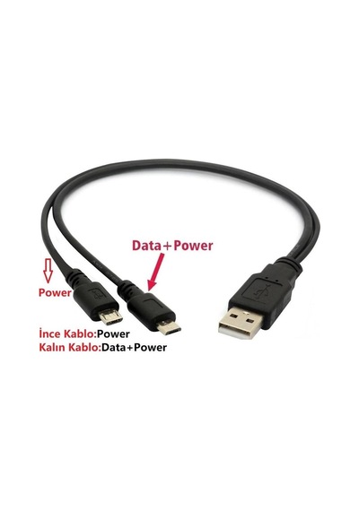 Micro Usb Y Kablo Data Power Çevirici Dönüştürücü Çoklayıcı Kablo