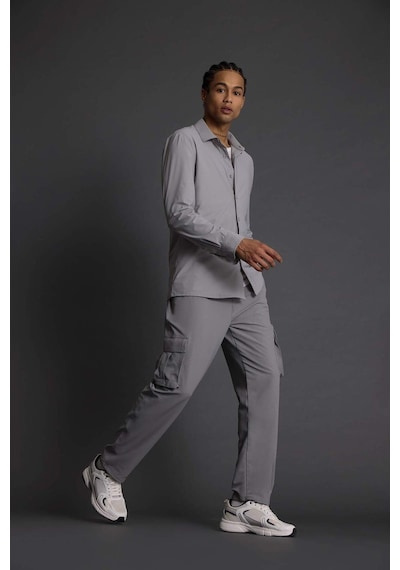 Defacto Defactofit Standart Fit Kargo Cepli Standart Paça Dokuma Sporcu Jogger F2308ax25wngr67 Gri