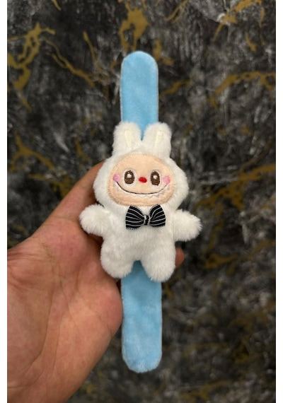 Peluş Bileklik Oyuncak Bileğe Vurunca Sarılan Slap Bileklik, Çok Amaçlı Saç Tokası Beyaz