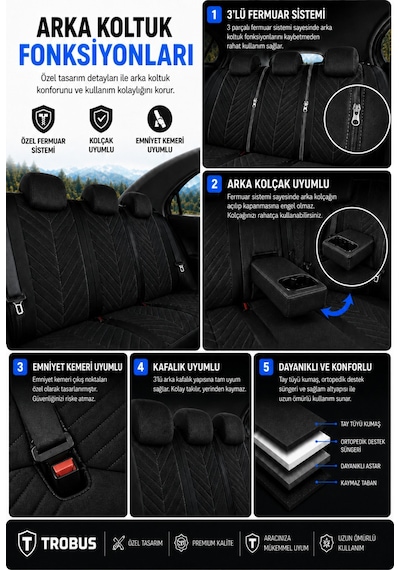Geely Emgrand 2010-2012 Uyumlu Süvari Serisi Siyah Beyaz Oto Koltuk Kılıfı