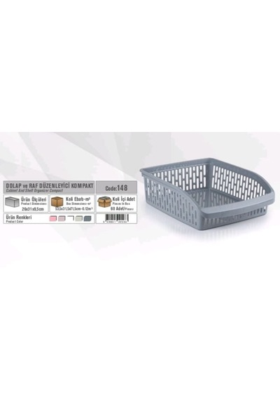 Dolap Ve Raf Düzenleyici Kompakt Cabinet And Shelf Organizer Compact Gri