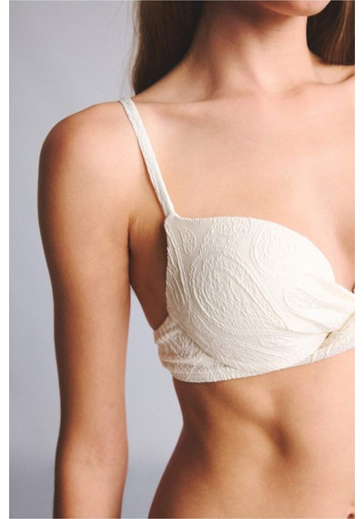 Defacto Regular Fıt Desenli Ekru Bikini Üstü E1539ax26smwt16 Beyaz-wt16