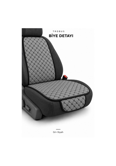 Üniversal Kapitone 7'li Terletmez Kumaş Koltuk Minderi Gri Siyah Gri
