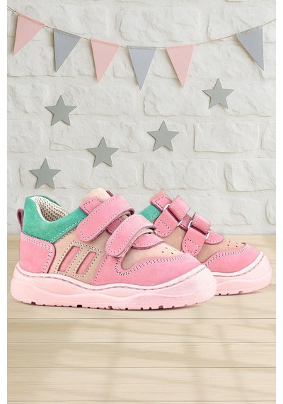 Rakerplus Schaggy Hakiki Deri Pembe Yeşil Bebek Spor Ayakkabı Pembe