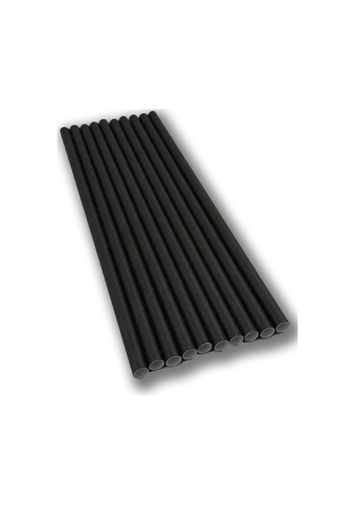 Kağıt Kaplı Siyah Kağıt Pipet 100 Adet