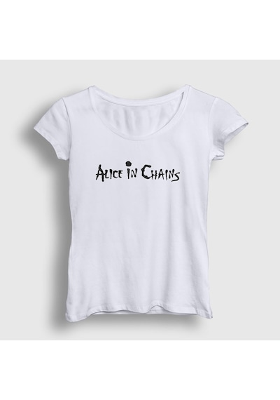 Presmono Kadın Alice In Chains T-shirt Beyaz