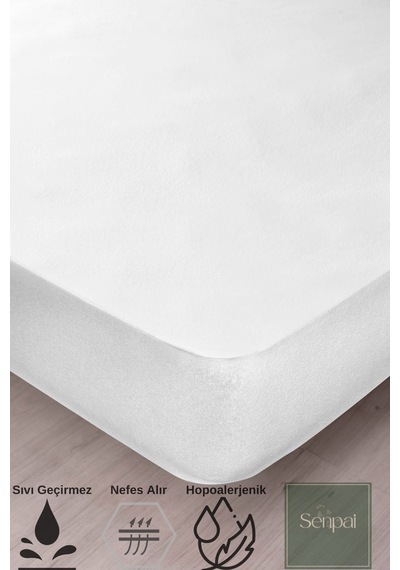 Micro-fitted %100 Sıvı Su Geçirmez Tek-çift Kişilik Full Kenar Çarşaf Yatak Alezi Koruyucu Çocuk Beyaz