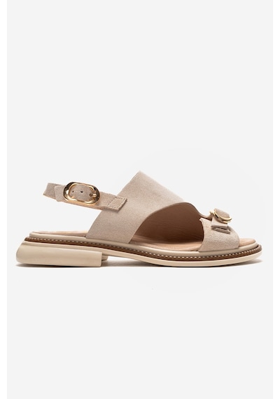 Luvishoes Cruel Bej Süet Hakiki Deri Kadın Sandalet