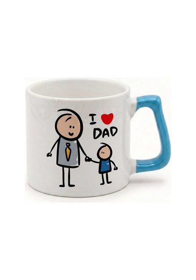Babaya Özel I Love Dad Yazılı Kupa Bardak - Komik Tasarım Baskılı Seramik Hediye Kupa Bardak Çok Renkli