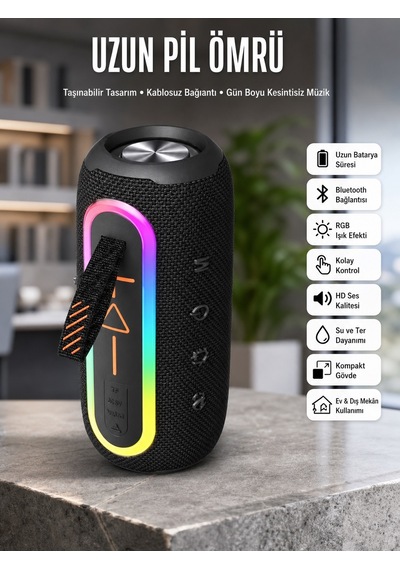 Tek Bluetooth Hoparlör Uzun Pil Ömrü Taşınabilir Yüksek Ses Kaliteli Najmaddin