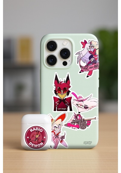 Hazbin Hotel Anime Animasyon Alastor Laptop Bullet Journal Yapışkanlı Folyo Sticker Paketi 21 Adet Çok Renkli