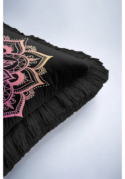 Modern Mandala Sanatı Saçaklı Yastık Kılıfı - Pastel Geçişli Bohem Siyah Püsküllü Kırlent Kılıfı Gün Doğumu Lila Modern Mandala Sanatı Saçaklı Yastık Kılıfı - Pastel Geçişli Bohem Siyah Püsküllü Kırlent Kılıfı Gün Doğumu Lila