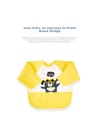 Babyjem Poli Muşamba Kollu Mama Önlüğü Sarı Outlet