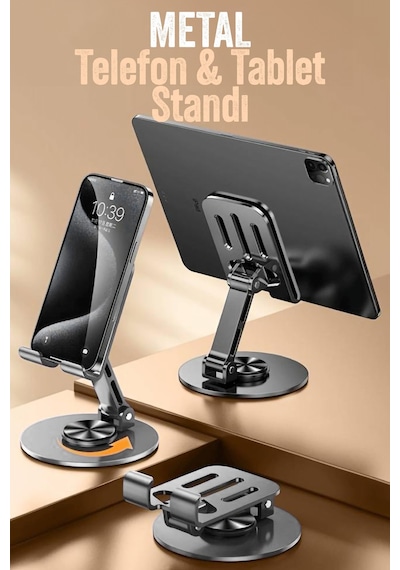Yüksek Kalite Metal Katlanabilir 360 Dönen Ayarlı Telefon Tutucu Masaüstü Telefon Tablet Standı S013