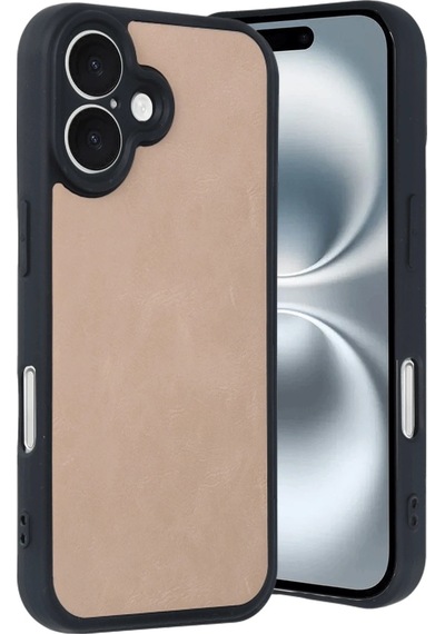 Mey İthalat Apple iPhone Uyumlu 16 Kılıf Aras Deri Kapak - Pudra