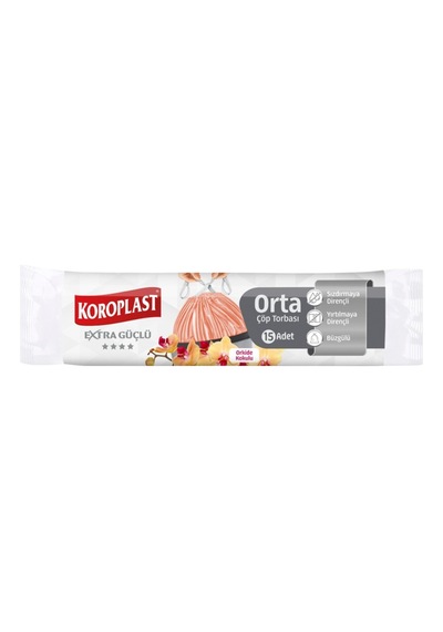 Koroplast Orkide Kokulu Büzgülü Orta Çöp Torbası 15'li - 7 Adet Tarı
