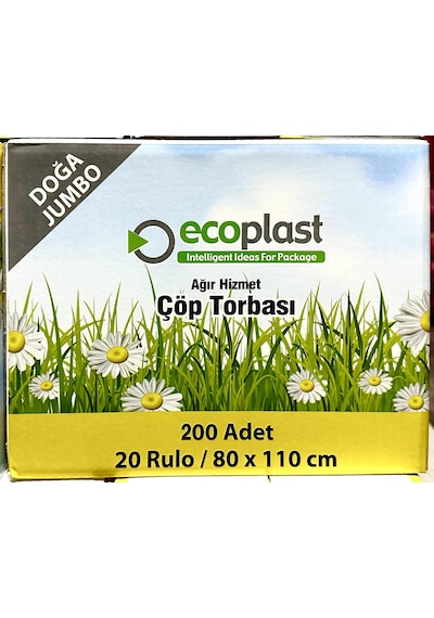Ecoplast Jumbo Boy Siyah Çöp Torbası Poşeti - 300 G - 90 Litre - 80 x 110 CM / 10 Adetlik Rulo