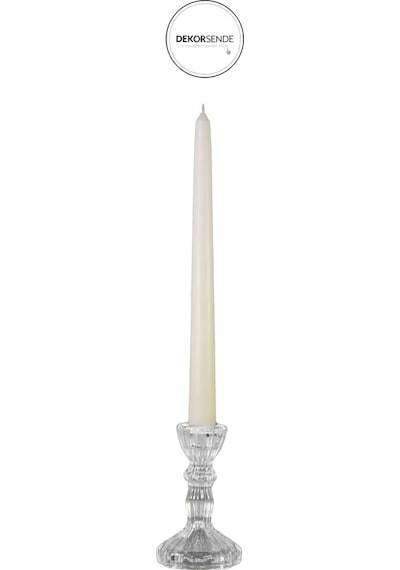 Şamdan Mat Mum 2'li Beyaz 26 Cm Beyaz