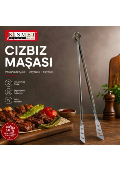 Paslanmaz Çelik Et Mangal Maşası 38 Cm