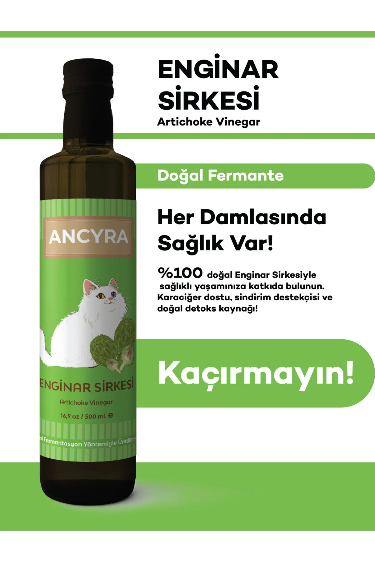 Enginar Sirkesi Doğal Fermante Artichoke Vinegar 500 Ml