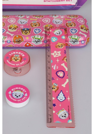X Dekomus Lisanslı Paw Patrol Pink Paws Collection 5'li Kırtasiye Seti Metal Kalem Kutusu,cetvel,kurşun Kalem,silgi Ve Kalemtraş Diğer