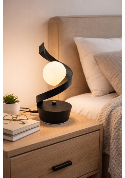 3d Baskı Modern Spiral Masa Lambası Dekoratif Led Gece Lambası Minimal Tasarım Komodin Lambası Siyah