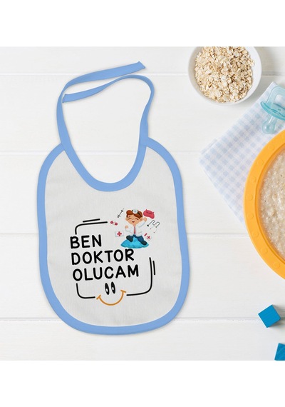 BK Kids Doktor Olucam Tasarımlı Mavi Bebek Mama Önlüğü-1