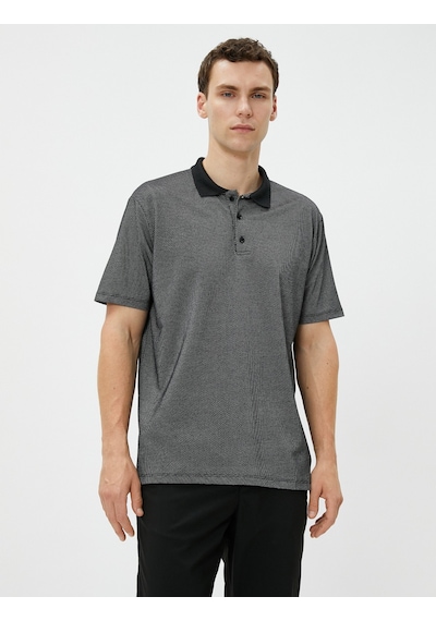 Koton Basic Polo Yaka Tişört Düğmeli Kısa Kollu Siyah 3Sam10151Mk 3Sam10151Mk999 Siyah