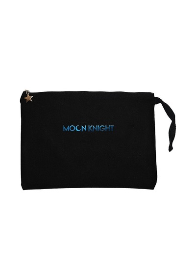 Moon Knight Text Siyah Clutch Astarlı Cüzdan / El Çantası Siyah