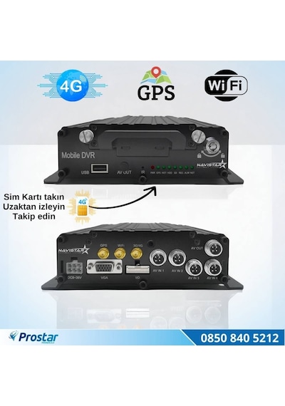 Uzaktan İzlemeli 4 Kanal 1080p Gps 4g Wıfı B6204 Profesyonel Hdd/sd Mobil Dvr Kayıt Cihazı