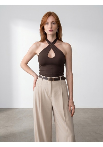 DİLVİN 21267 Halter Top-koyu Kahve