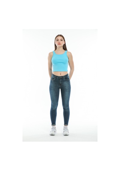 Kadın Crop Örme Atlet-tişort Spr21y12 001