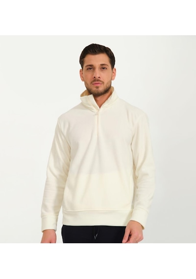 Nors Vanir Basic Yarım Fermuarlı Polar Sweatshirt Ekru 001