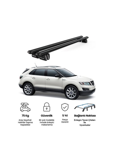 Pençe Saab 9 4x 2011-2012 Uyumlu Siyah Ara Atkı Port Bagaj Tavan Barı