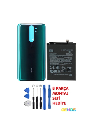 Xiaomi Redmi Note 8 Pro Uyumlu Cam Kapak Batarya Pil Kapağı Yeşil + Pil Batarya Bm4j + Montaj Set Xiaomi Redmi Note 8 Pro Uyumlu Cam Kapak Batarya Pil Kapağı Yeşil + Pil Batarya Bm4j + Montaj Set