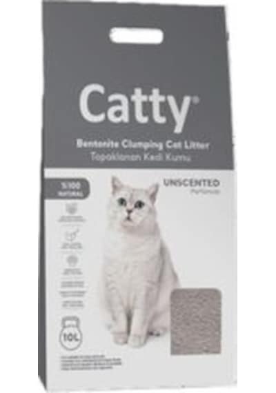 Catty Natural Parfümsüz Bentonit Kedi Kumu Mükemmel Topaklaşma ve Koku Kontrolü 10 L